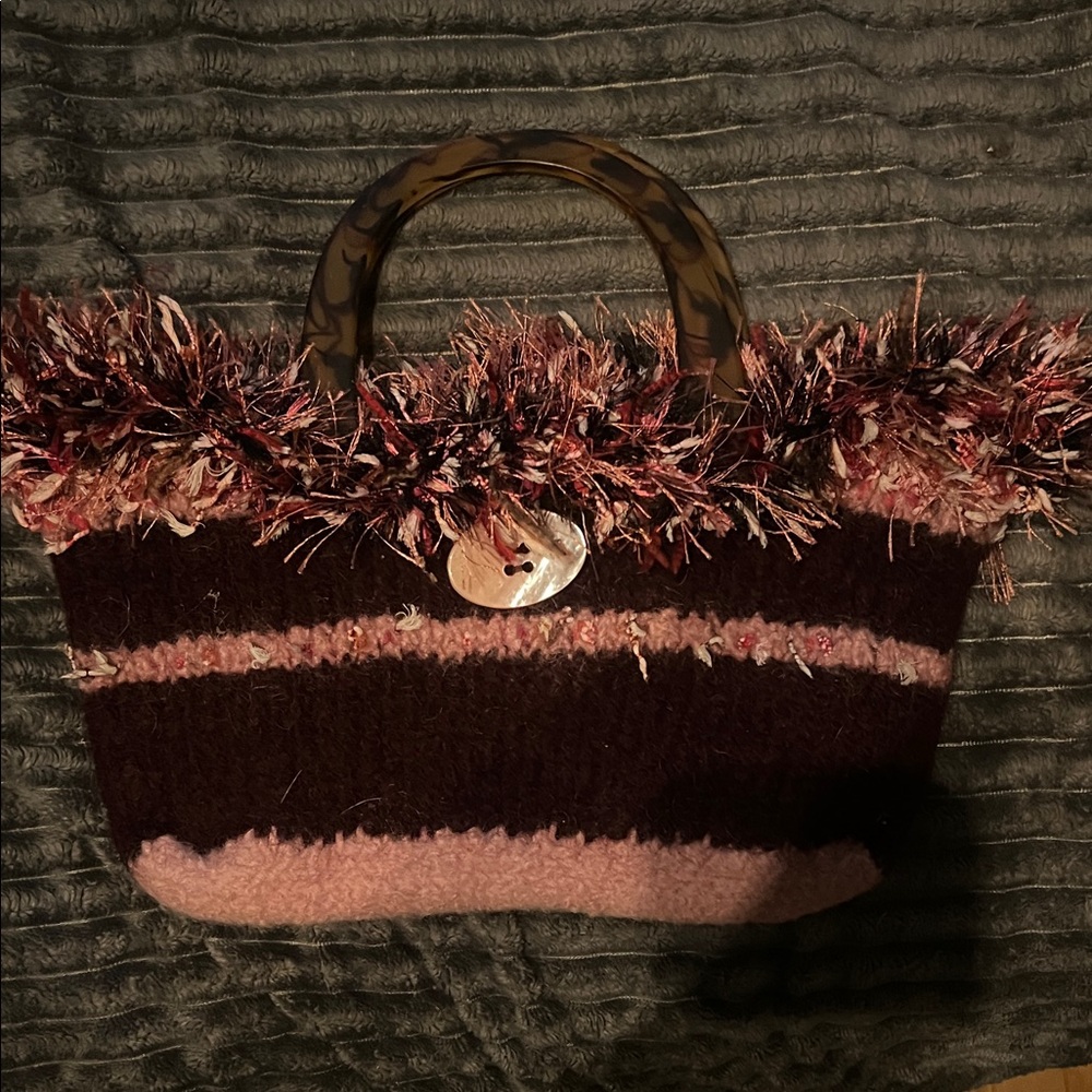Stylish Brown and Pink Women's Handbag